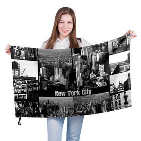 Флаг 3D с принтом Улицы Нью-Йорка , 100% полиэстер | плотность ткани — 95 г/м2, размер — 67 х 109 см. Принт наносится с одной стороны | city | collage | houses | new york | skyscrapers | streets | usa | город | дома | коллаж | нью йорка | сша | улицы