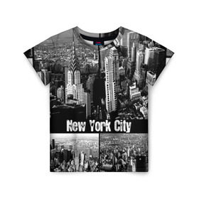 Детская футболка 3D с принтом Улицы Нью-Йорка , 100% гипоаллергенный полиэфир | прямой крой, круглый вырез горловины, длина до линии бедер, чуть спущенное плечо, ткань немного тянется | city | collage | houses | new york | skyscrapers | streets | usa | город | дома | коллаж | нью йорка | сша | улицы