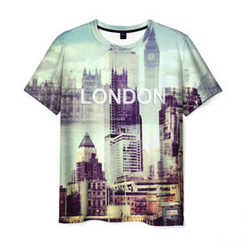 Мужская футболка 3D с принтом Улицы Лондона , 100% полиэфир | прямой крой, круглый вырез горловины, длина до линии бедер | collage | england | london | англия | коллаж | лондон