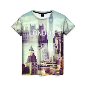 Женская футболка 3D с принтом Улицы Лондона , 100% полиэфир ( синтетическое хлопкоподобное полотно) | прямой крой, круглый вырез горловины, длина до линии бедер | collage | england | london | англия | коллаж | лондон