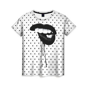Женская футболка 3D с принтом Black Lips , 100% полиэфир ( синтетическое хлопкоподобное полотно) | прямой крой, круглый вырез горловины, длина до линии бедер | black | girl | lips | lipstick | love | губы | девушка | женщина | любовь | помада | страсть | черный