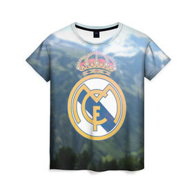 Женская футболка 3D с принтом Реал Мадрид , 100% полиэфир ( синтетическое хлопкоподобное полотно) | прямой крой, круглый вырез горловины, длина до линии бедер | real madrid | реал мадрид