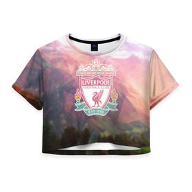 Женская футболка 3D укороченная с принтом Ливерпуль , 100% полиэстер | круглая горловина, длина футболки до линии талии, рукава с отворотами | ливерпуль