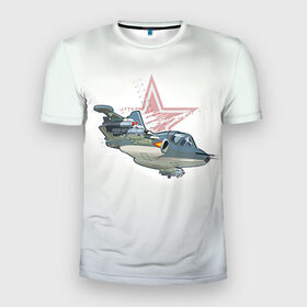 Мужская футболка 3D спортивная с принтом Су-25 , 100% полиэстер с улучшенными характеристиками | приталенный силуэт, круглая горловина, широкие плечи, сужается к линии бедра | Тематика изображения на принте: авиация