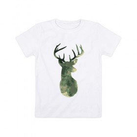 Детская футболка хлопок с принтом Deer Aquarelle , 100% хлопок | круглый вырез горловины, полуприлегающий силуэт, длина до линии бедер | 