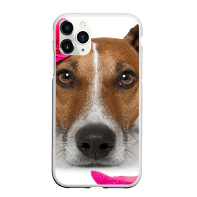 Чехол для iPhone 11 Pro матовый с принтом Джек рассел с розой , Силикон |  | волкодав | дворняжка | джек | джек рассел | домашние животные | любимец | мопс | овчарка | пес | песик | питомец | рассел | сенбернар | собака | собачка