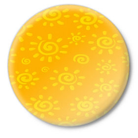 Значок с принтом Солнышко ,  металл | круглая форма, металлическая застежка в виде булавки | желтый | паттерн | солнце | яркий