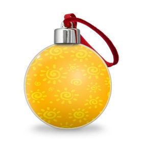 Ёлочный шар с принтом Солнышко , Пластик | Диаметр: 77 мм | желтый | паттерн | солнце | яркий