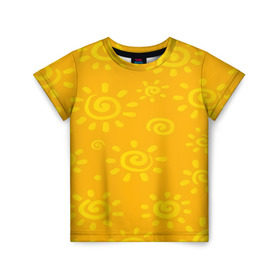 Детская футболка 3D с принтом Солнышко , 100% гипоаллергенный полиэфир | прямой крой, круглый вырез горловины, длина до линии бедер, чуть спущенное плечо, ткань немного тянется | желтый | паттерн | солнце | яркий