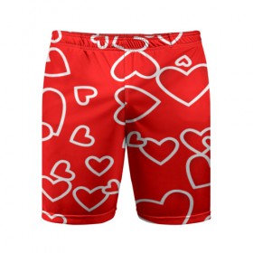 Мужские шорты 3D спортивные с принтом Сердечки ,  |  | красный | паттерн | сердечки