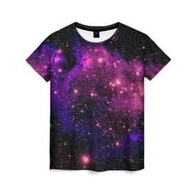 Женская футболка 3D с принтом Вселенная , 100% полиэфир ( синтетическое хлопкоподобное полотно) | прямой крой, круглый вырез горловины, длина до линии бедер | Тематика изображения на принте: space | star | вселенная | звезды | космический | космос | планеты | пространство