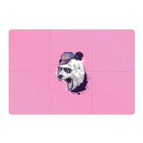 Магнитный плакат 3Х2 с принтом Панда в бейсболке , Полимерный материал с магнитным слоем | 6 деталей размером 9*9 см | бейсболка | минимализм | очки | панда