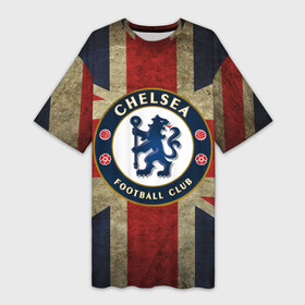 Платье-футболка 3D с принтом Chelsea №1 ,  |  | британский флаг | челси | эмблема