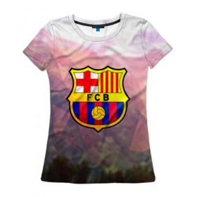 Женская футболка 3D с принтом Барселона , 100% полиэфир ( синтетическое хлопкоподобное полотно) | прямой крой, круглый вырез горловины, длина до линии бедер | барселона