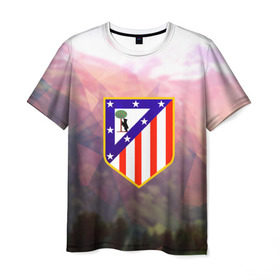 Мужская футболка 3D с принтом Атлетико Мадрид , 100% полиэфир | прямой крой, круглый вырез горловины, длина до линии бедер | атлетико