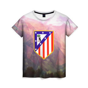 Женская футболка 3D с принтом Атлетико Мадрид , 100% полиэфир ( синтетическое хлопкоподобное полотно) | прямой крой, круглый вырез горловины, длина до линии бедер | атлетико
