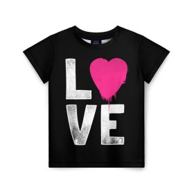 Детская футболка 3D с принтом Love , 100% гипоаллергенный полиэфир | прямой крой, круглый вырез горловины, длина до линии бедер, чуть спущенное плечо, ткань немного тянется | Тематика изображения на принте: amour | faith | happy | heart | hope | love | амур | вера | любовь | надежда | сердце | счастье