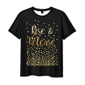 Мужская футболка 3D с принтом Rise & Release , 100% полиэфир | прямой крой, круглый вырез горловины, длина до линии бедер | gold | luxury | motivation | release | rise | vip | золото | лакшери | мотивация | подъем | премиум | реализация