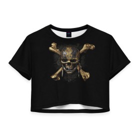 Женская футболка 3D укороченная с принтом Пираты Карибского моря 5 , 100% полиэстер | круглая горловина, длина футболки до линии талии, рукава с отворотами | мертвецы | салазар