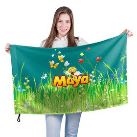 Флаг 3D с принтом Пчелка Майя , 100% полиэстер | плотность ткани — 95 г/м2, размер — 67 х 109 см. Принт наносится с одной стороны | Тематика изображения на принте: пчелка майя