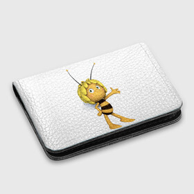 Картхолдер с принтом с принтом Пчелка Майя , натуральная матовая кожа | размер 7,3 х 10 см; кардхолдер имеет 4 кармана для карт; | пчелка майя