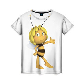 Женская футболка 3D с принтом Пчелка Майя , 100% полиэфир ( синтетическое хлопкоподобное полотно) | прямой крой, круглый вырез горловины, длина до линии бедер | Тематика изображения на принте: пчелка майя