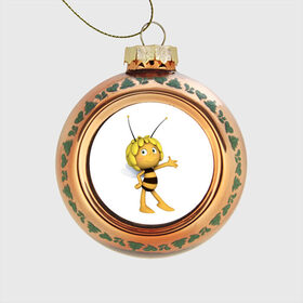 Стеклянный ёлочный шар с принтом Пчелка Майя , Стекло | Диаметр: 80 мм | Тематика изображения на принте: пчелка майя