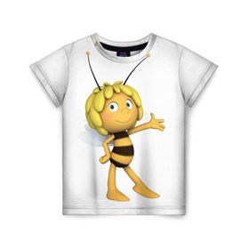 Детская футболка 3D с принтом Пчелка Майя , 100% гипоаллергенный полиэфир | прямой крой, круглый вырез горловины, длина до линии бедер, чуть спущенное плечо, ткань немного тянется | Тематика изображения на принте: пчелка майя