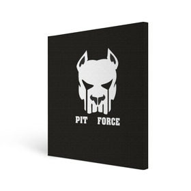 Холст квадратный с принтом Pit Force , 100% ПВХ |  | Тематика изображения на принте: pit force | белый | боец | друг человека | животные | питбуль | порода | собака | цвет | чёрный