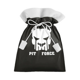 Подарочный 3D мешок с принтом Pit Force , 100% полиэстер | Размер: 29*39 см | Тематика изображения на принте: pit force | белый | боец | друг человека | животные | питбуль | порода | собака | цвет | чёрный