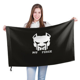 Флаг 3D с принтом Pit Force , 100% полиэстер | плотность ткани — 95 г/м2, размер — 67 х 109 см. Принт наносится с одной стороны | pit force | белый | боец | друг человека | животные | питбуль | порода | собака | цвет | чёрный