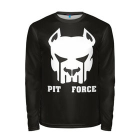 Мужской лонгслив 3D с принтом Pit Force , 100% полиэстер | длинные рукава, круглый вырез горловины, полуприлегающий силуэт | pit force | белый | боец | друг человека | животные | питбуль | порода | собака | цвет | чёрный