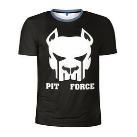 Мужская футболка 3D спортивная с принтом Pit Force , 100% полиэстер с улучшенными характеристиками | приталенный силуэт, круглая горловина, широкие плечи, сужается к линии бедра | pit force | белый | боец | друг человека | животные | питбуль | порода | собака | цвет | чёрный