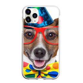 Чехол для iPhone 11 Pro матовый с принтом Джек рассел - клоун , Силикон |  | волкодав | дворняжка | джек | джек рассел | домашние животные | любимец | мопс | овчарка | пес | песик | питомец | рассел | сенбернар | собака | собачка
