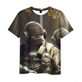 Мужская футболка 3D с принтом Tom Clancy Rainbow Six , 100% полиэфир | прямой крой, круглый вырез горловины, длина до линии бедер | clancy | rainbow | six | tom | автоматы | игры | маски | мужчины | осада | солдаты