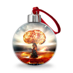 Ёлочный шар с принтом Атомный взрыв , Пластик | Диаметр: 77 мм | city | earth | explosion | mushroom | night | nuclear | sky | атомный | взрыв | город | гриб | земля | небо | ночь