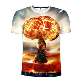 Мужская футболка 3D спортивная с принтом Атомный взрыв , 100% полиэстер с улучшенными характеристиками | приталенный силуэт, круглая горловина, широкие плечи, сужается к линии бедра | city | earth | explosion | mushroom | night | nuclear | sky | атомный | взрыв | город | гриб | земля | небо | ночь
