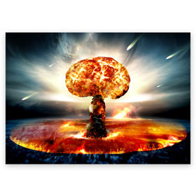 Поздравительная открытка с принтом Атомный взрыв , 100% бумага | плотность бумаги 280 г/м2, матовая, на обратной стороне линовка и место для марки
 | Тематика изображения на принте: city | earth | explosion | mushroom | night | nuclear | sky | атомный | взрыв | город | гриб | земля | небо | ночь