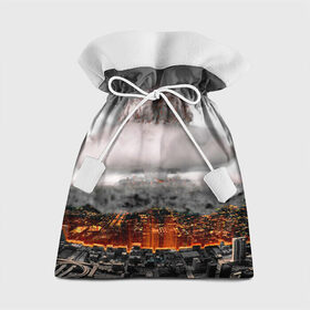 Подарочный 3D мешок с принтом Атомный взрыв , 100% полиэстер | Размер: 29*39 см | Тематика изображения на принте: city | earth | explosion | heaven | mushroom | nuclear | атомный | взрыв | город | гриб | земля | небо