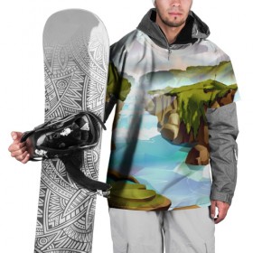Накидка на куртку 3D с принтом Горная река , 100% полиэстер |  | пейзаж | яркий