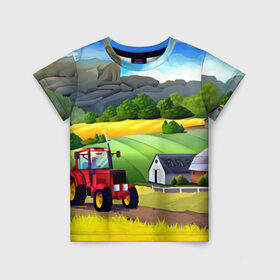 Детская футболка 3D с принтом Farm , 100% гипоаллергенный полиэфир | прямой крой, круглый вырез горловины, длина до линии бедер, чуть спущенное плечо, ткань немного тянется | красочный | пейзаж | яркий