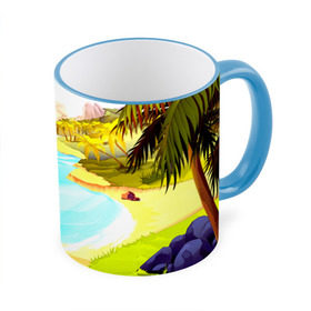 Кружка 3D с принтом Тропический остров , керамика | ёмкость 330 мл | jungle | деревья | джунгли | зелень | кусты | лес | лодки | мох | океан | пальмы | пляж | тропики | экзотика