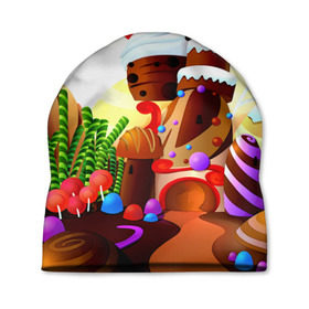 Шапка 3D с принтом Candy Town , 100% полиэстер | универсальный размер, печать по всей поверхности изделия | конфеты | пирожные | сладости | яркий