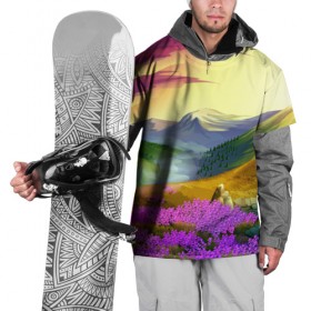 Накидка на куртку 3D с принтом Горный пейзаж , 100% полиэстер |  | пейзаж | яркий