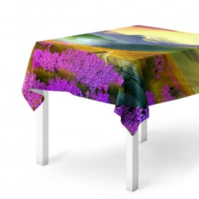 Скатерть 3D с принтом Горный пейзаж , 100% полиэстер (ткань не мнется и не растягивается) | Размер: 150*150 см | пейзаж | яркий