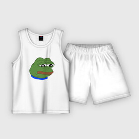 Детская пижама с шортами хлопок с принтом SAD FROG ,  |  | meme | pepe frog | pepe the frog | sad frog | грустная лягушка | мем