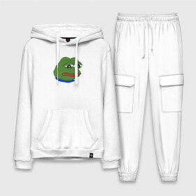 Мужской костюм хлопок с толстовкой с принтом SAD FROG ,  |  | Тематика изображения на принте: meme | pepe frog | pepe the frog | sad frog | грустная лягушка | мем