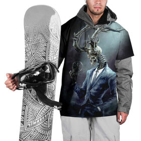 Накидка на куртку 3D с принтом Скелетон , 100% полиэстер |  | Тематика изображения на принте: костюм | рога | скелет | череп