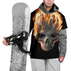 Накидка на куртку 3D с принтом Череп в огне , 100% полиэстер |  | Тематика изображения на принте: background | black | death | fire | flame | skeleton | skull | огонь | пламя | скелет | фон | череп | черный