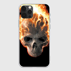 Чехол для iPhone 12 Pro Max с принтом Череп в огне , Силикон |  | Тематика изображения на принте: background | black | death | fire | flame | skeleton | skull | огонь | пламя | скелет | фон | череп | черный